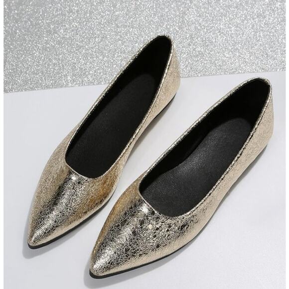 Crinkle Metallic Flats - GUC - 9 - Picture 2 of 10